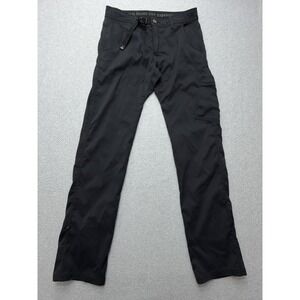 PrAna Pants Mens 32x34 Black Straight Fit Nylon Cargo Hiking Travel Stretch